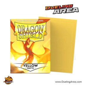 Dragon Shield Matte Sleeves - Yellow (100-Pack) - Dragon Shield Card Sleevesأكمام دراغون شيلد غير لامعة - أصفر (عبوة من 100 قطعة) - أكمام بطاقات دراغون شيلد
